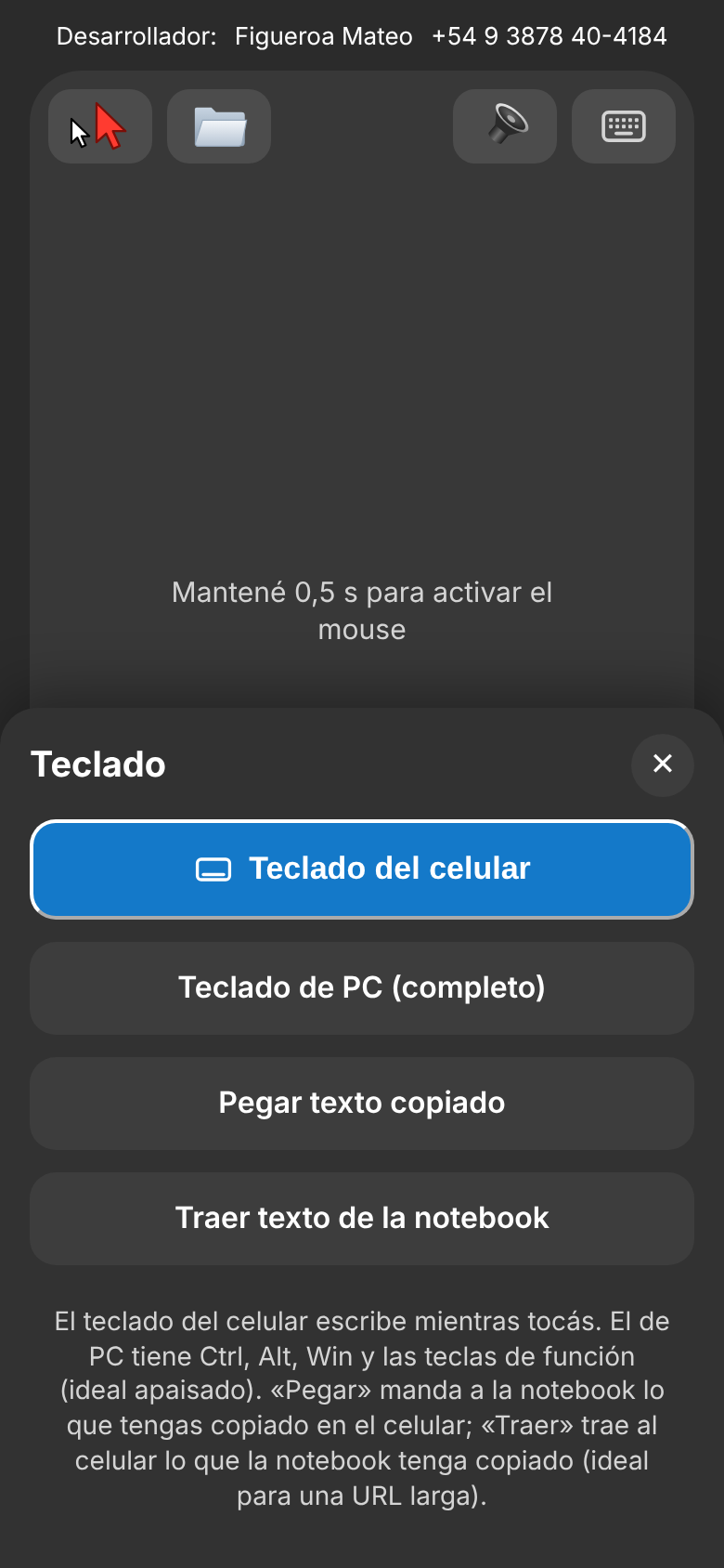 Teclado de DiapoC: del celular, de PC, pegar y traer texto